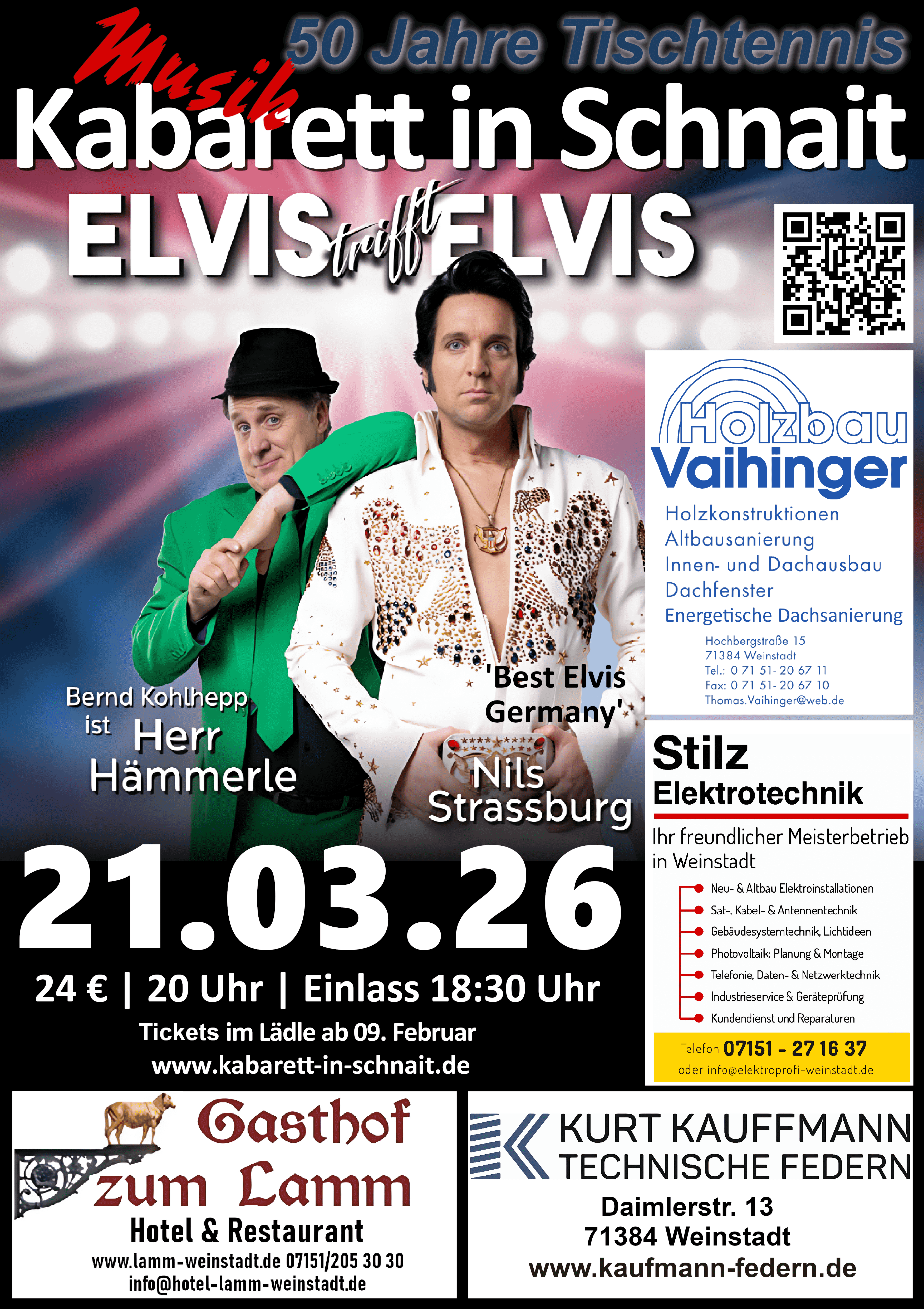 Plakat zur Kabarett-Veranstaltung Elvis trifft Elvis